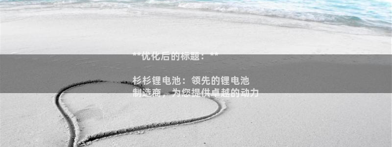 尊龙现在：**优化后的标题：**

杉杉锂电池：领先的锂电池
制造商，为您提供卓越的动力